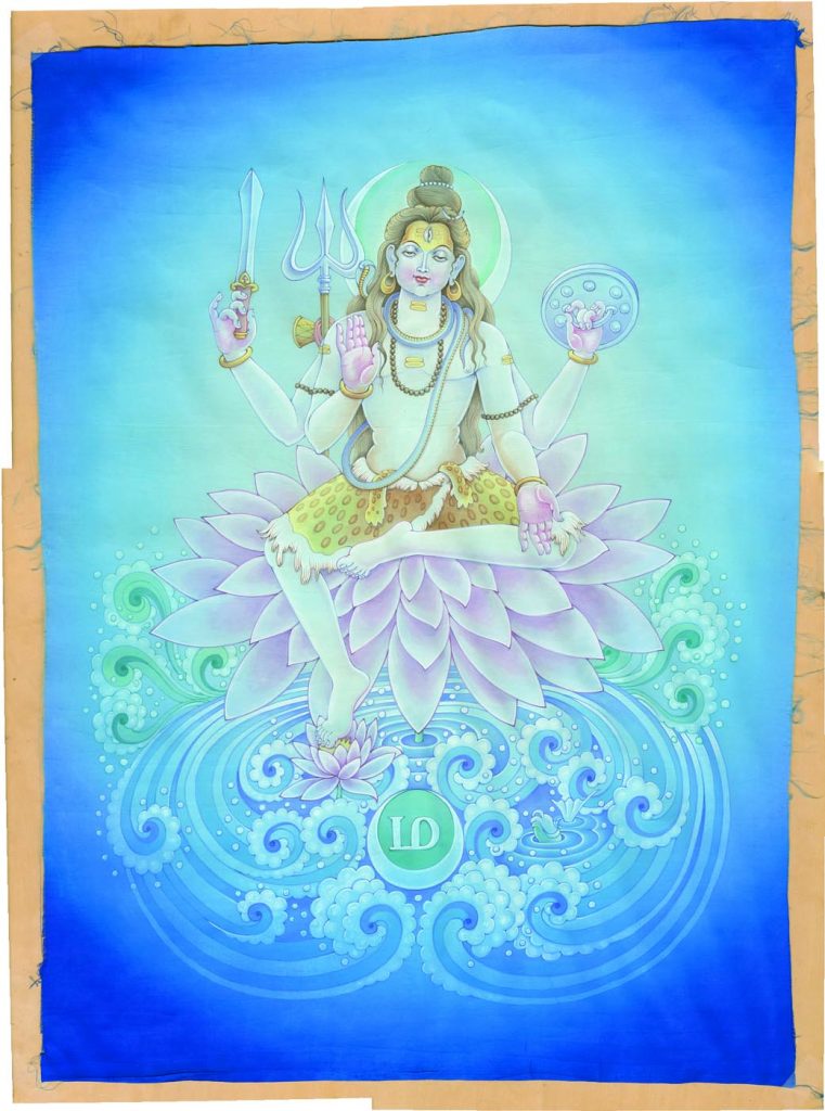 Vamadeva (“lovely, pleasing”), the controlling Lord of Vishnu, is the aspect of Siva that wields the
power of preservation. His direction is north, He is related to the sphere of water (jala mandala), and His
Panchakshara Mantra syllable is Ma. The Agamas describe Him as red in color, with a handsome face and
aristocratic bearing, wearing rich apparel, a turban and garlands of flowers. He holds a sword and a shield.
