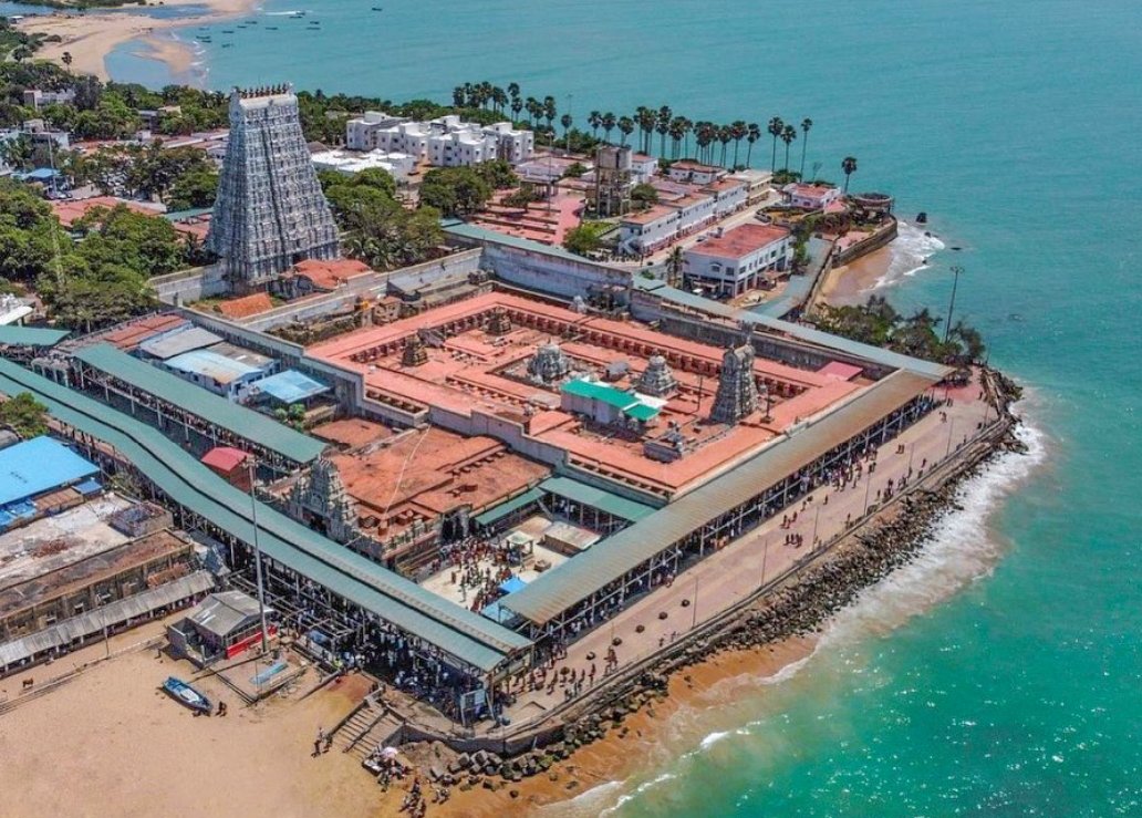 The great temples of Tamil Nadu: (clockwise from far left) Thanjavur’s Brihadeeswara Temple to Lord Siva; Srirangam Temple to Lord Vishnu; inner hallway of Madurai Meenakshi Temple; the Tiruchendur Murugan Temple was amazingly spared any impact from the 2004 tsunami; Rockfort Ganesha Temple in Tiruchirappalli; entry to Tirupparankundram Murugan Temple, which is carved into the granite of the hill behind; Chidambaram Temple entrance