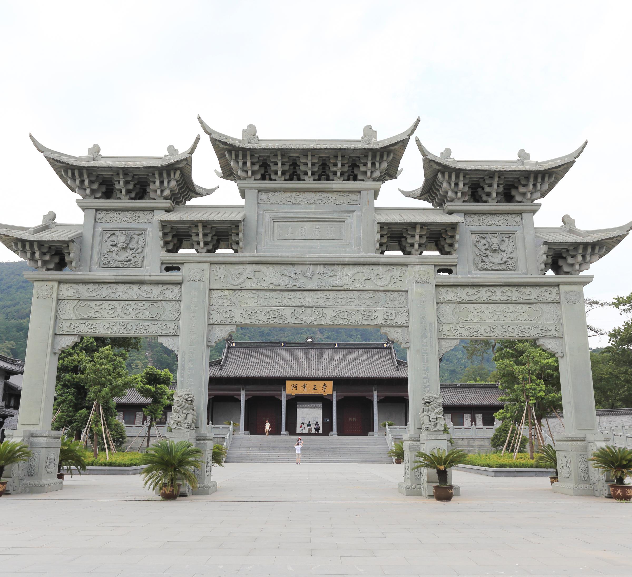 King’s temple: The grand entrance to the Emperor Ashoka Temple in Ningbo, China