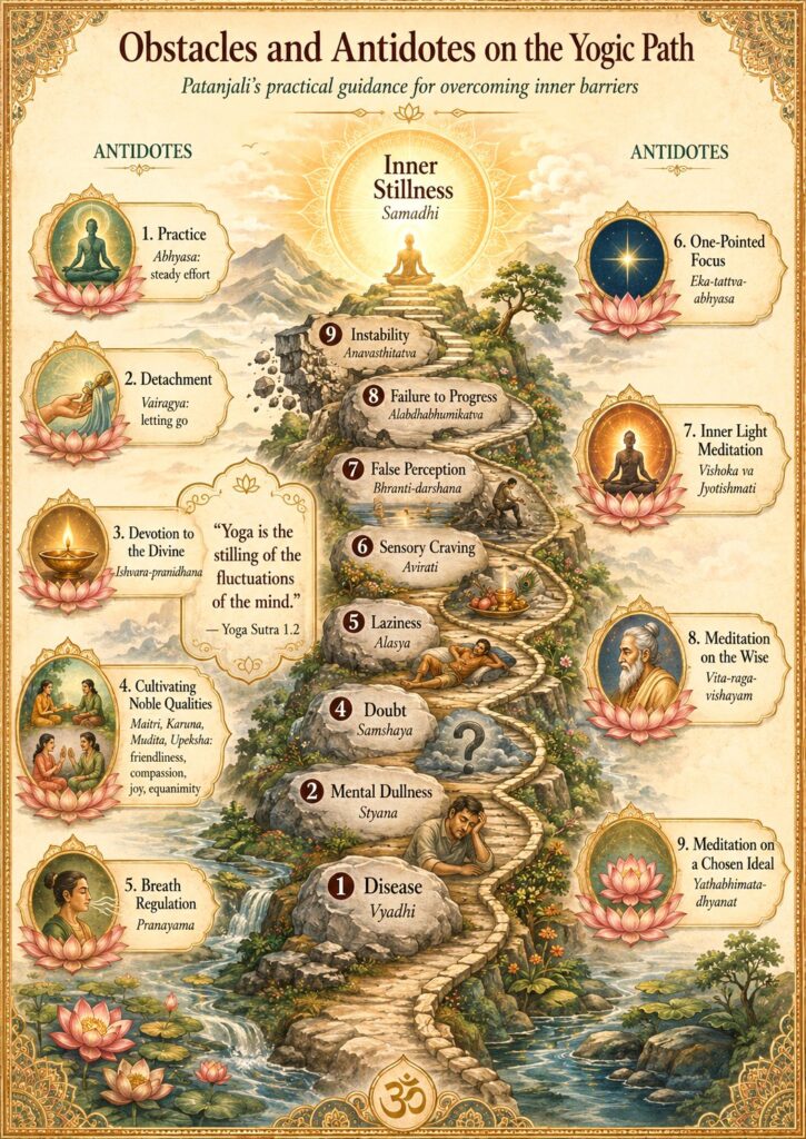 fundamental Hindu understanding of personal divine entities, who provide guidance, solace and protection, gives credence to the idea that he regarded theism and the reality of the inner worlds as vital elements on the yoga path. The final sutra of Patanjali’s work further opens the doors for a monistic interpretation. “Liberation occurs when the power of pure consciousness abides in its essential nature, as the gunas return to their source, now devoid of purpose for purusha.” (4.34) If one steps beyond the Sankhyan framework, the phrase “the power of pure consciousness abiding in its essential nature” suggests not isolation but transcendence—a realization of the soul’s inherent unity with ultimate reality.